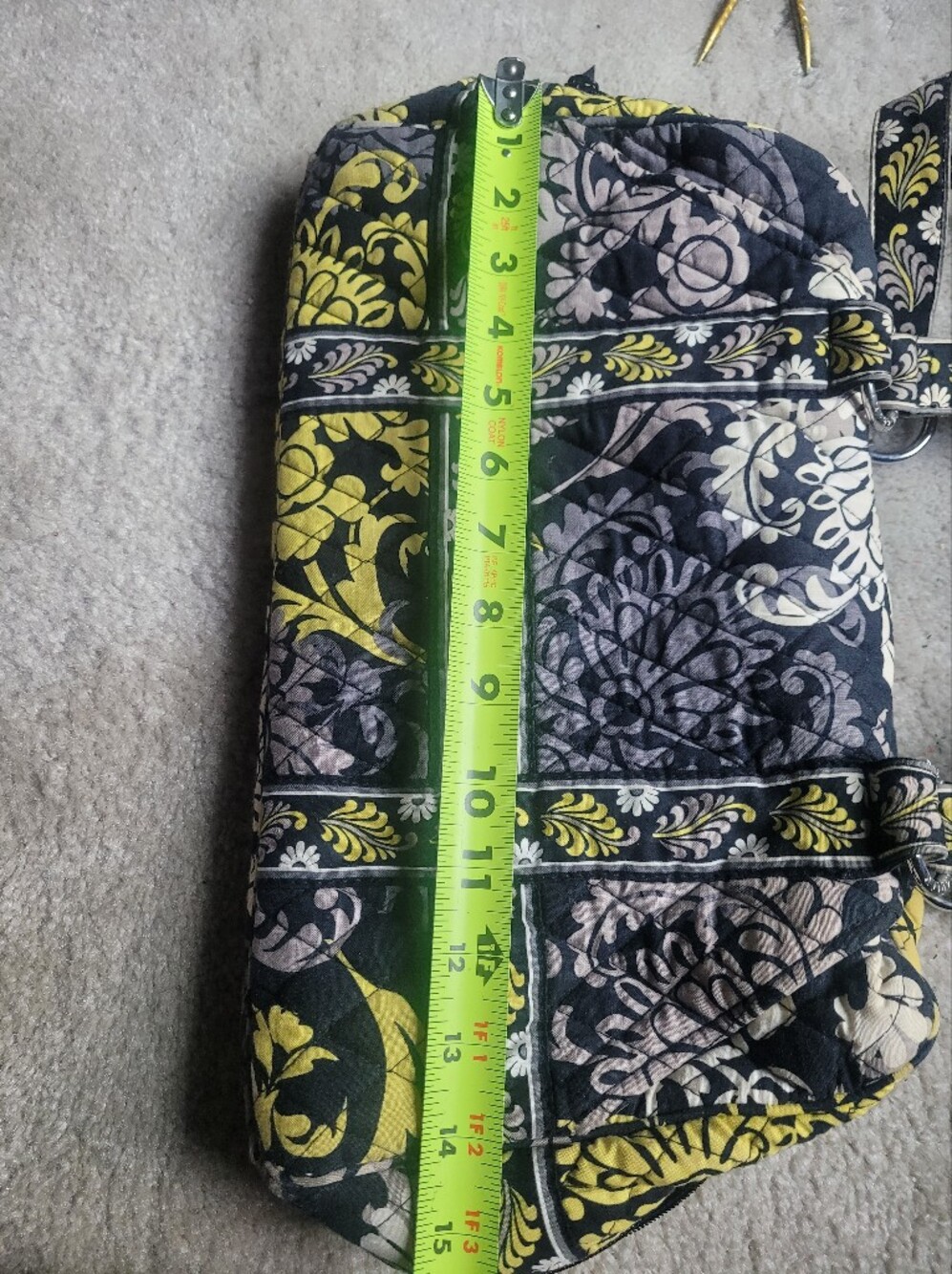 Vera Bradley Quilted Black, White & Yellow Floral Duffel - Picture 6 of 7